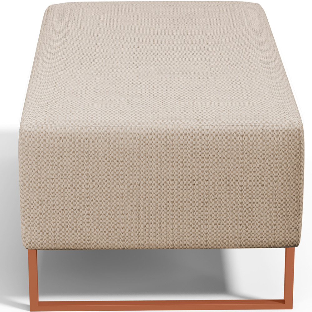 Kit 02 Puffs Decorativo Sala De Estar Cléo 90cm W01 Base Ferro Cobre Linho Bege Escuro - Lyam Decor