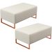 Kit 02 Puffs Decorativo Sala De Estar Cléo 90cm W01 Base Ferro Cobre Linho Champagne - Lyam Decor
