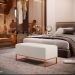 Kit 02 Puffs Decorativo Sala De Estar Cléo 90cm W01 Base Ferro Cobre Linho Champagne - Lyam Decor