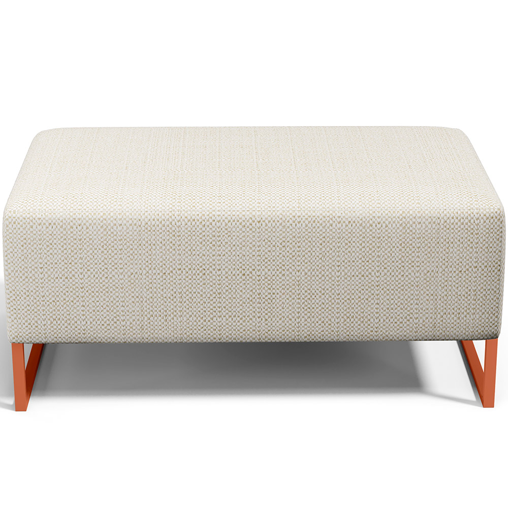 Kit 02 Puffs Decorativo Sala De Estar Cléo 90cm W01 Base Ferro Cobre Linho Champagne - Lyam Decor