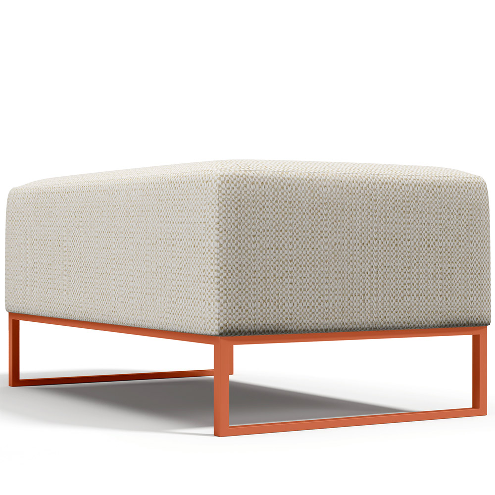 Kit 02 Puffs Decorativo Sala De Estar Cléo 90cm W01 Base Ferro Cobre Linho Champagne - Lyam Decor