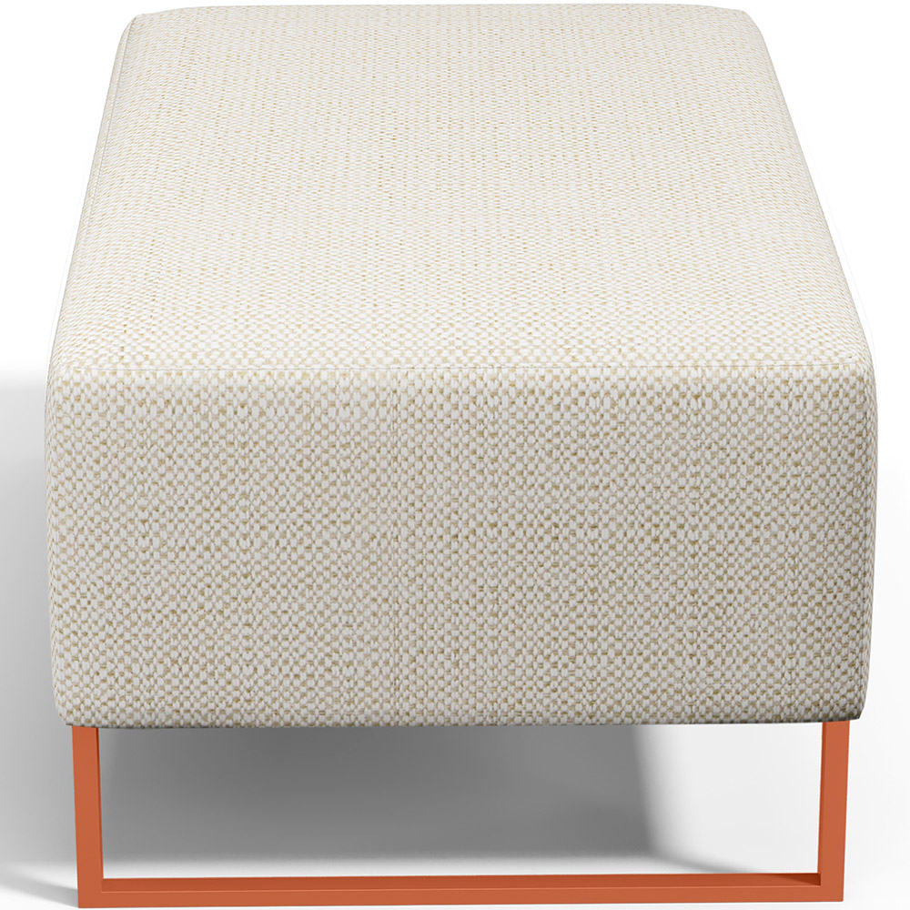 Kit 02 Puffs Decorativo Sala De Estar Cléo 90cm W01 Base Ferro Cobre Linho Champagne - Lyam Decor