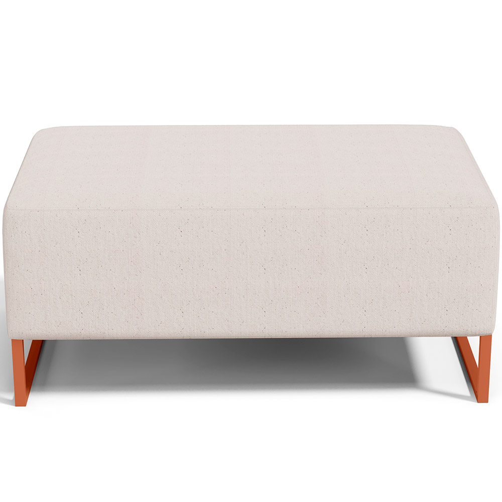 Kit 02 Puffs Decorativo Sala De Estar Cléo 90cm W01 Base Ferro Cobre Linho Cru - Lyam Decor