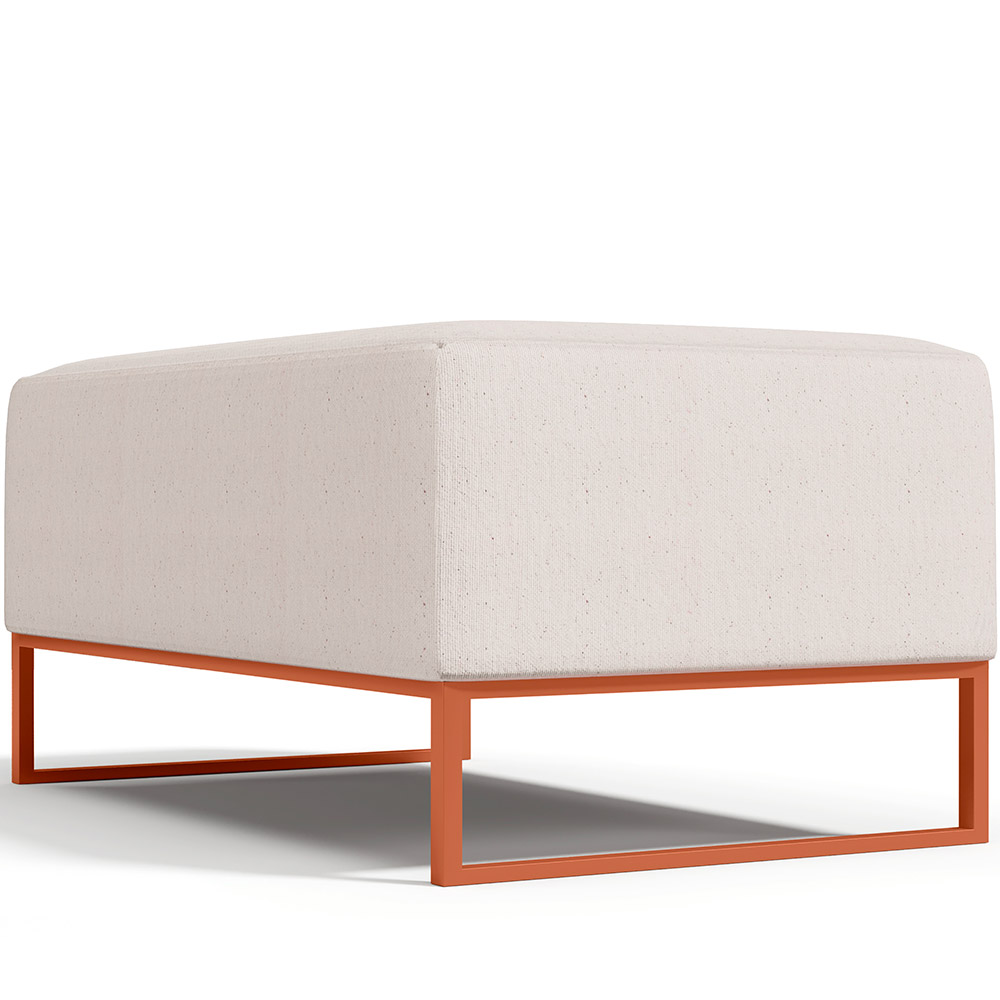 Kit 02 Puffs Decorativo Sala De Estar Cléo 90cm W01 Base Ferro Cobre Linho Cru - Lyam Decor