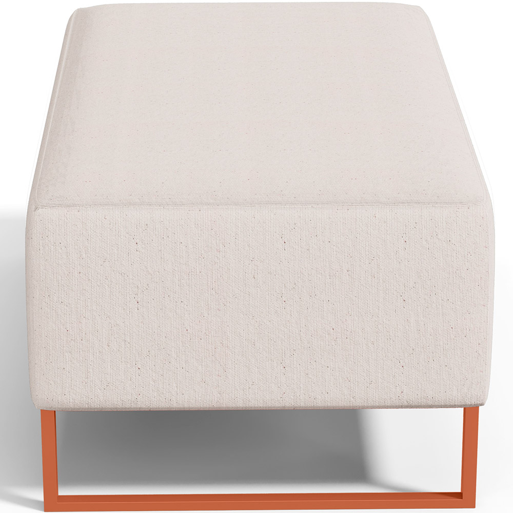 Kit 02 Puffs Decorativo Sala De Estar Cléo 90cm W01 Base Ferro Cobre Linho Cru - Lyam Decor