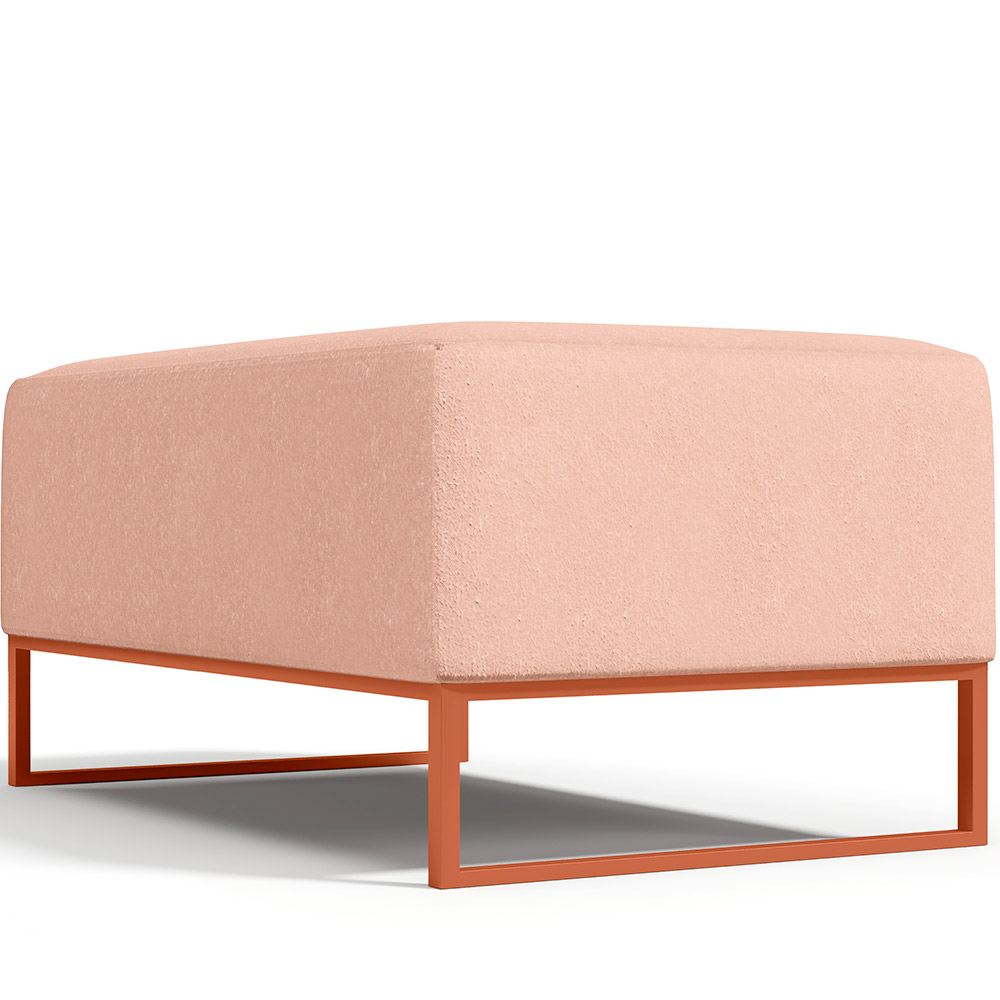 Kit 02 Puffs Decorativo Sala De Estar Cléo 90cm W01 Base Ferro Cobre Linho Rosê - Lyam Decor