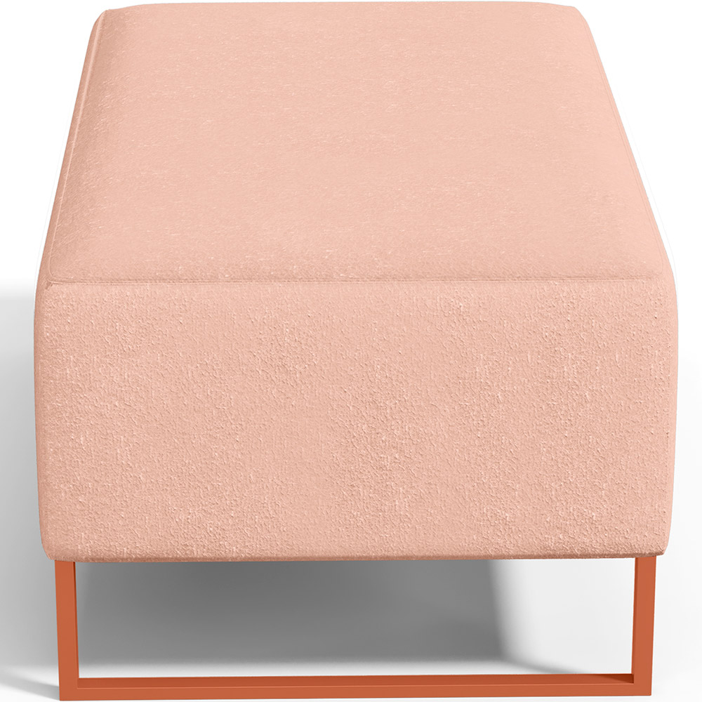 Kit 02 Puffs Decorativo Sala De Estar Cléo 90cm W01 Base Ferro Cobre Linho Rosê - Lyam Decor