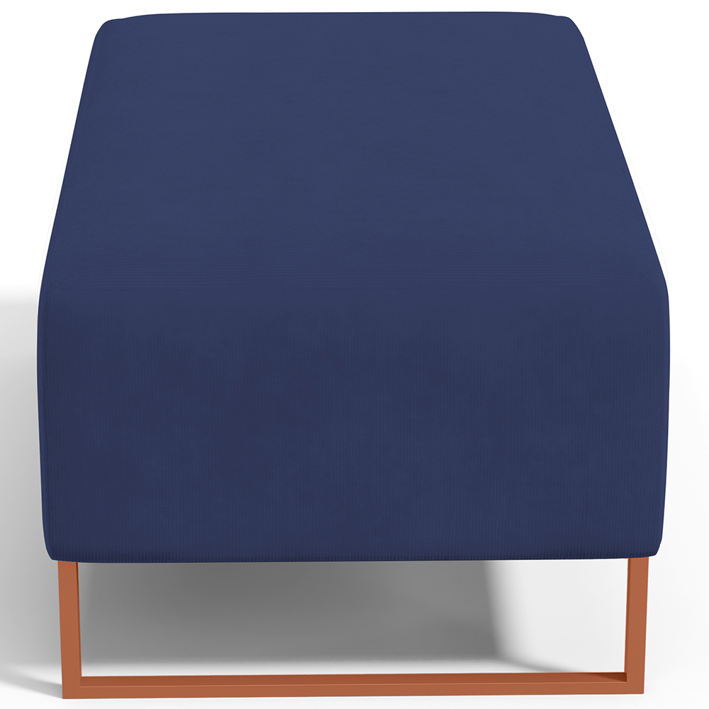 Kit 02 Puffs Decorativo Sala De Estar Cléo 90cm W01 Base Ferro Cobre Suede Azul Marinho - Lyam Decor