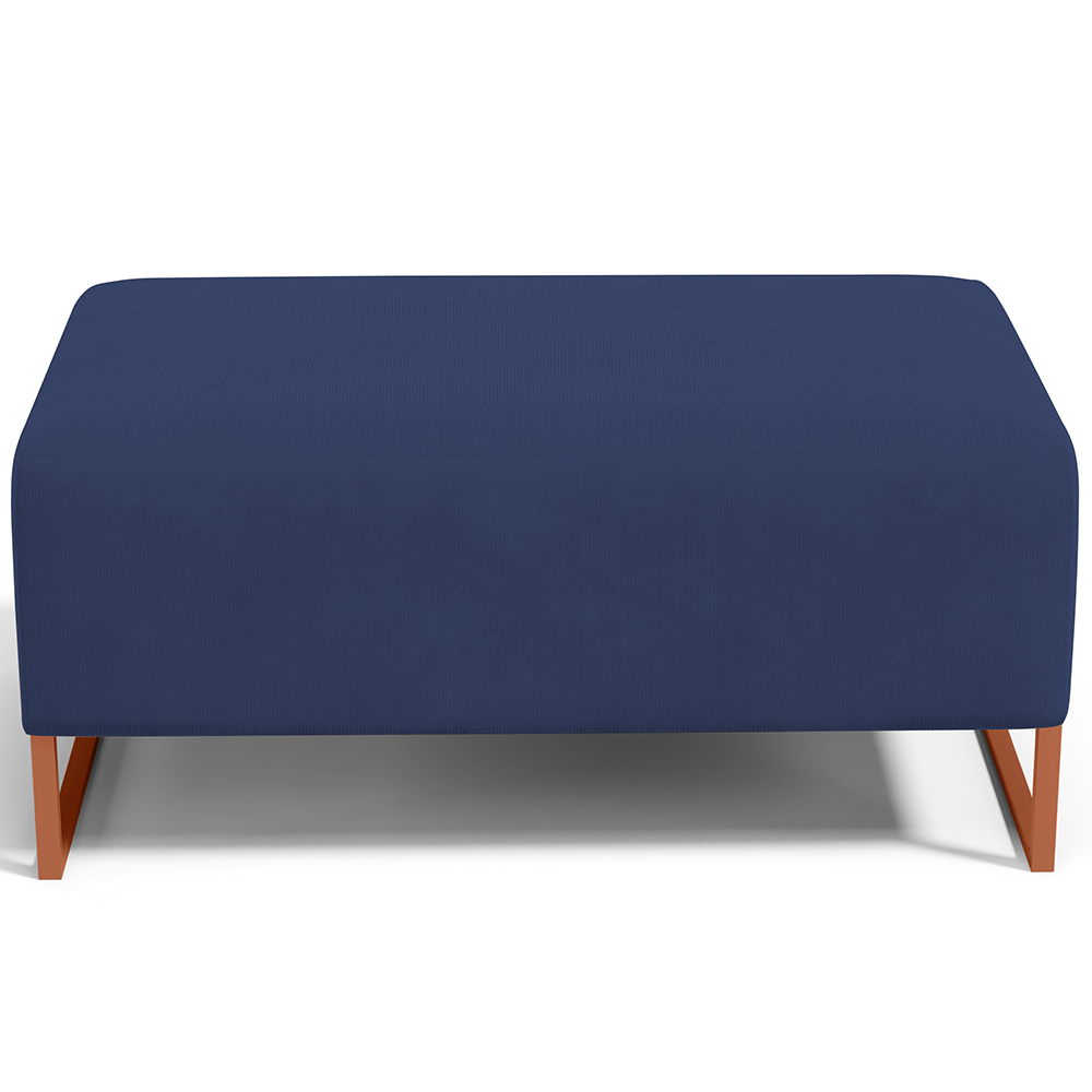 Kit 02 Puffs Decorativo Sala De Estar Cléo 90cm W01 Base Ferro Cobre Suede Azul Marinho - Lyam Decor