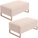 Kit 02 Puffs Decorativo Sala De Estar Cléo 90cm W01 Base Ferro Cobre Suede Bege - Lyam Decor