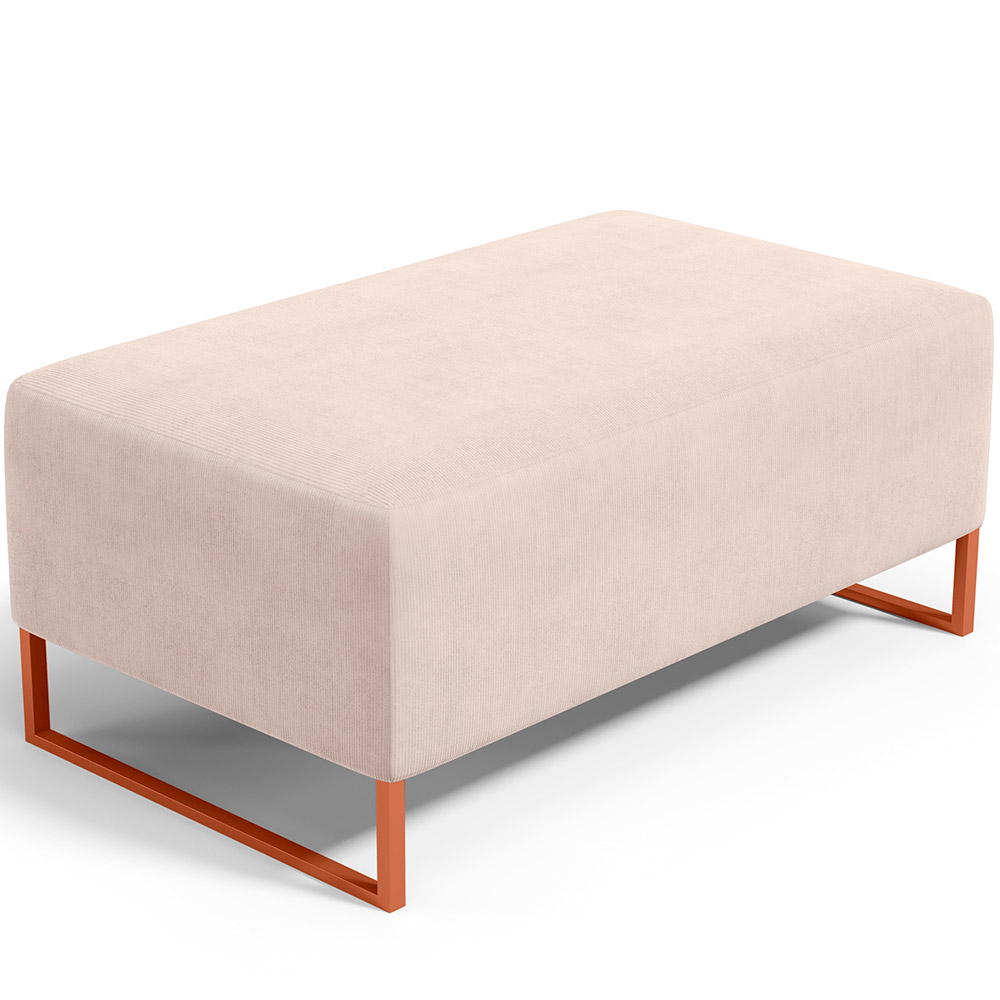 Kit 02 Puffs Decorativo Sala De Estar Cléo 90cm W01 Base Ferro Cobre Suede Bege - Lyam Decor