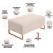 Kit 02 Puffs Decorativo Sala De Estar Cléo 90cm W01 Base Ferro Cobre Suede Bege - Lyam Decor