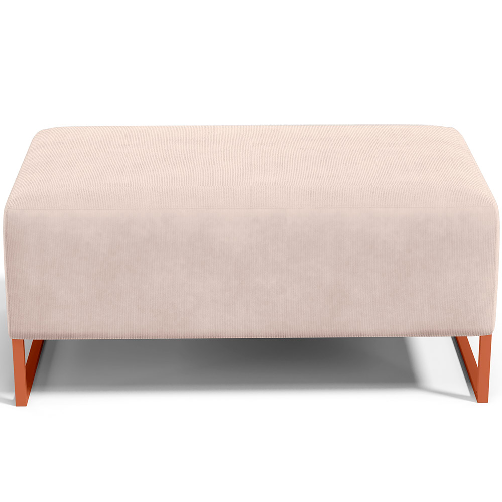 Kit 02 Puffs Decorativo Sala De Estar Cléo 90cm W01 Base Ferro Cobre Suede Bege - Lyam Decor