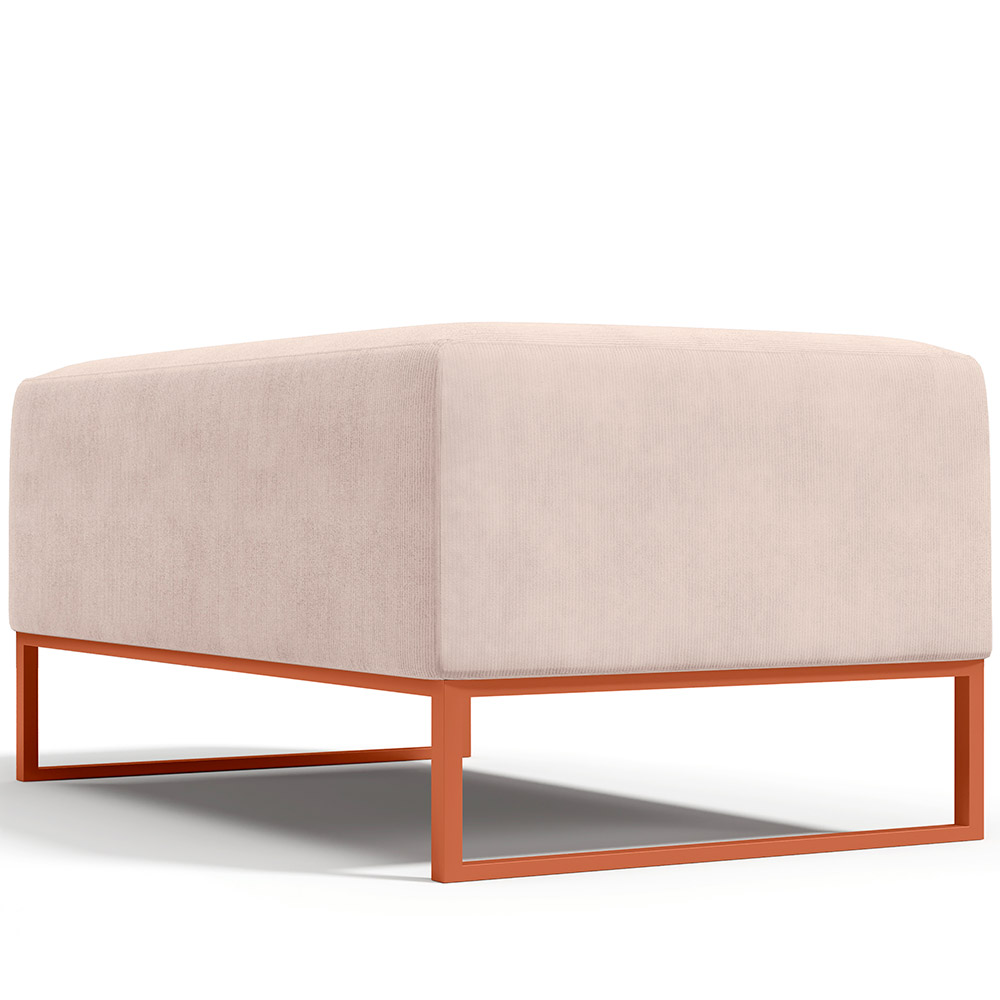 Kit 02 Puffs Decorativo Sala De Estar Cléo 90cm W01 Base Ferro Cobre Suede Bege - Lyam Decor