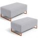 Kit 02 Puffs Decorativo Sala De Estar Cléo 90cm W01 Base Ferro Cobre Suede Cinza - Lyam Decor
