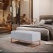 Kit 02 Puffs Decorativo Sala De Estar Cléo 90cm W01 Base Ferro Cobre Suede Cinza - Lyam Decor