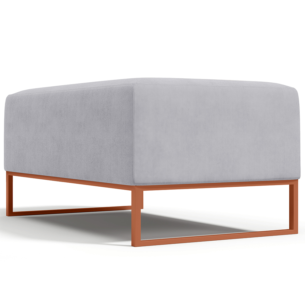 Kit 02 Puffs Decorativo Sala De Estar Cléo 90cm W01 Base Ferro Cobre Suede Cinza - Lyam Decor
