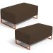 Kit 02 Puffs Decorativo Sala De Estar Cléo 90cm W01 Base Ferro Cobre Suede Marrom - Lyam Decor
