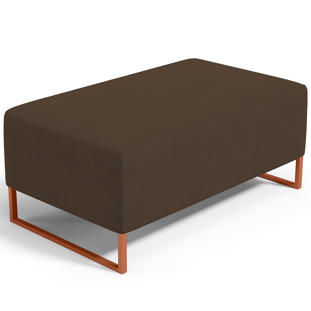 Kit 02 Puffs Decorativo Sala De Estar Cléo 90cm W01 Base Ferro Cobre Suede Marrom - Lyam Decor