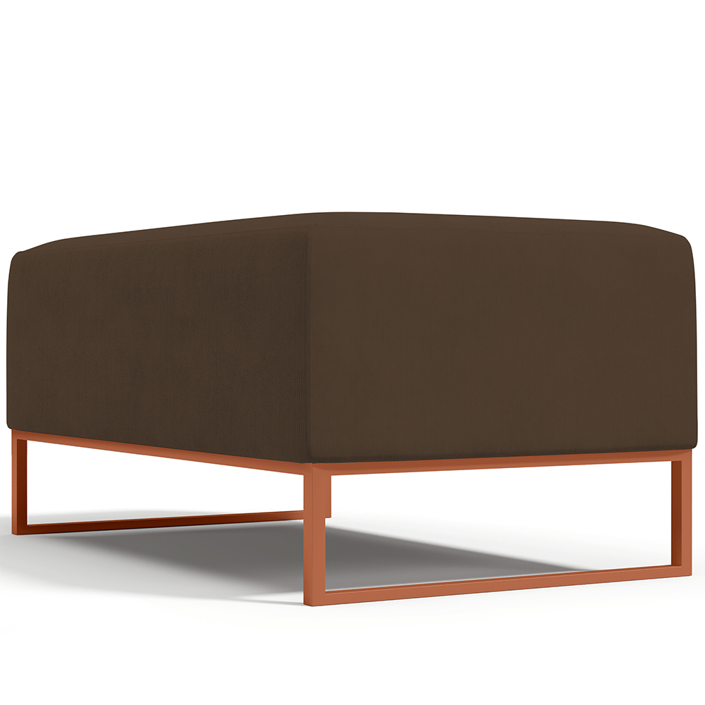 Kit 02 Puffs Decorativo Sala De Estar Cléo 90cm W01 Base Ferro Cobre Suede Marrom - Lyam Decor