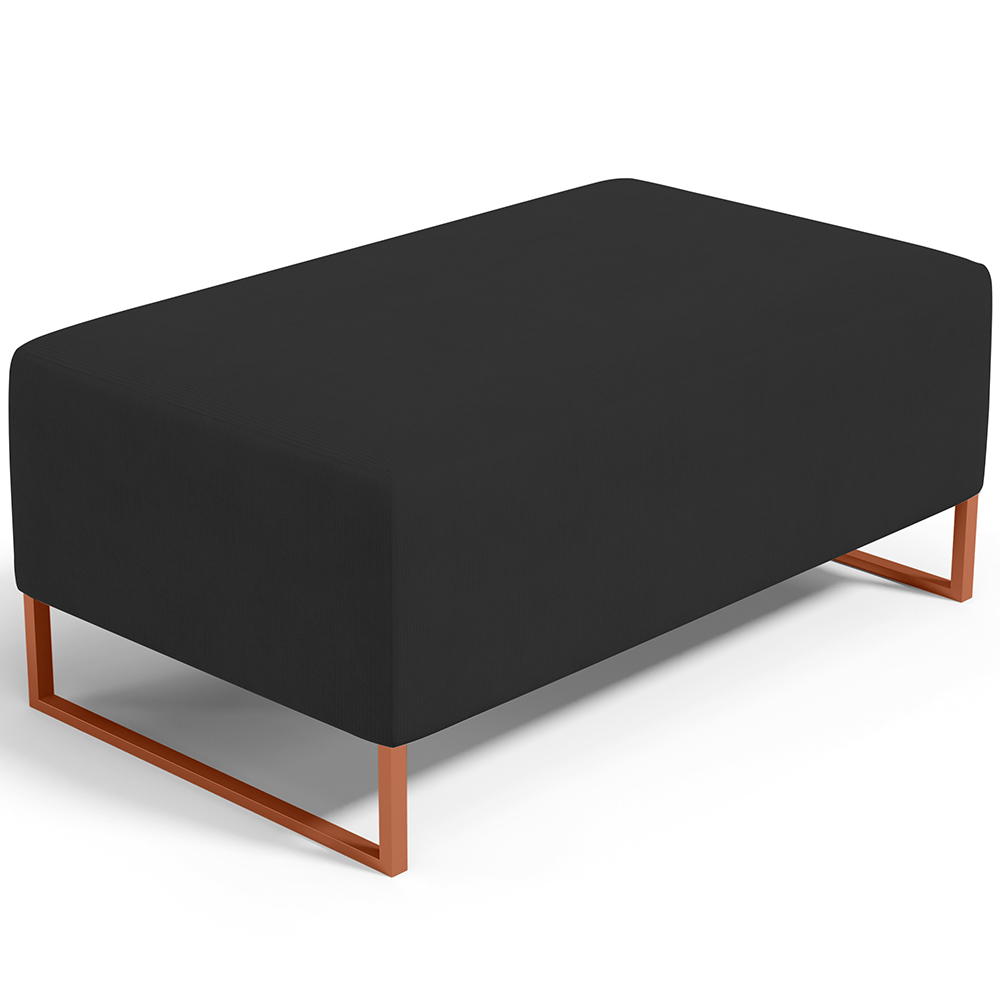 Kit 02 Puffs Decorativo Sala De Estar Cléo 90cm W01 Base Ferro Cobre Suede Preto - Lyam Decor