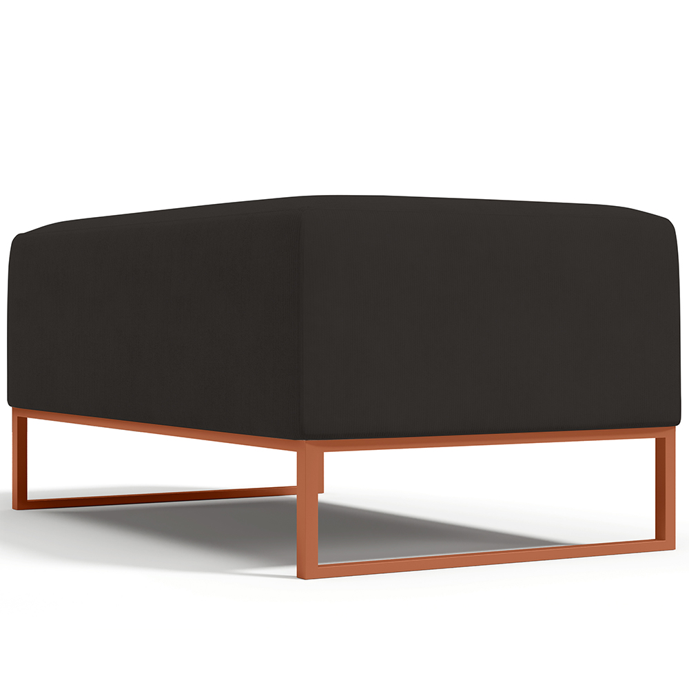 Kit 02 Puffs Decorativo Sala De Estar Cléo 90cm W01 Base Ferro Cobre Suede Preto - Lyam Decor