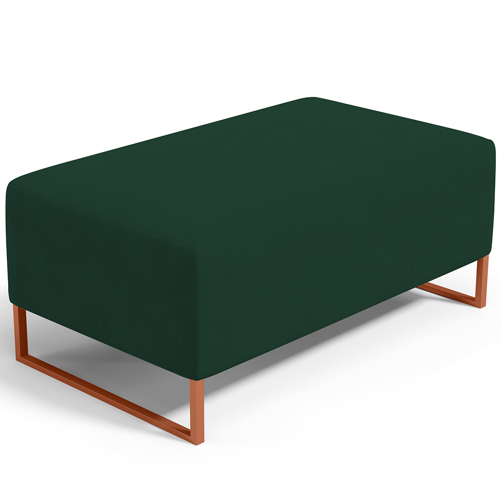 Kit 02 Puffs Decorativo Sala De Estar Cléo 90cm W01 Base Ferro Cobre Suede Verde Musgo - Lyam Decor