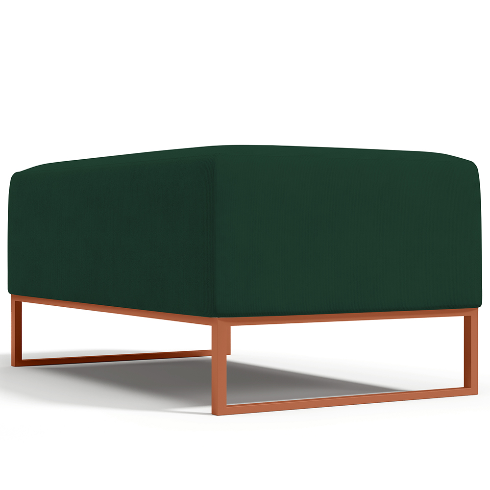 Kit 02 Puffs Decorativo Sala De Estar Cléo 90cm W01 Base Ferro Cobre Suede Verde Musgo - Lyam Decor