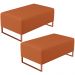 Kit 02 Puffs Decorativo Sala De Estar Cléo 90cm W01 Base Ferro Cobre Tecido Terracota - Lyam Decor