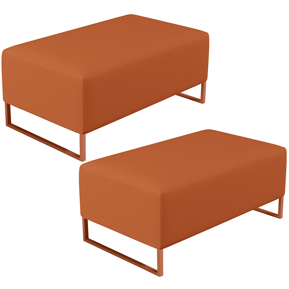Kit 02 Puffs Decorativo Sala De Estar Cléo 90cm W01 Base Ferro Cobre Tecido Terracota - Lyam Decor