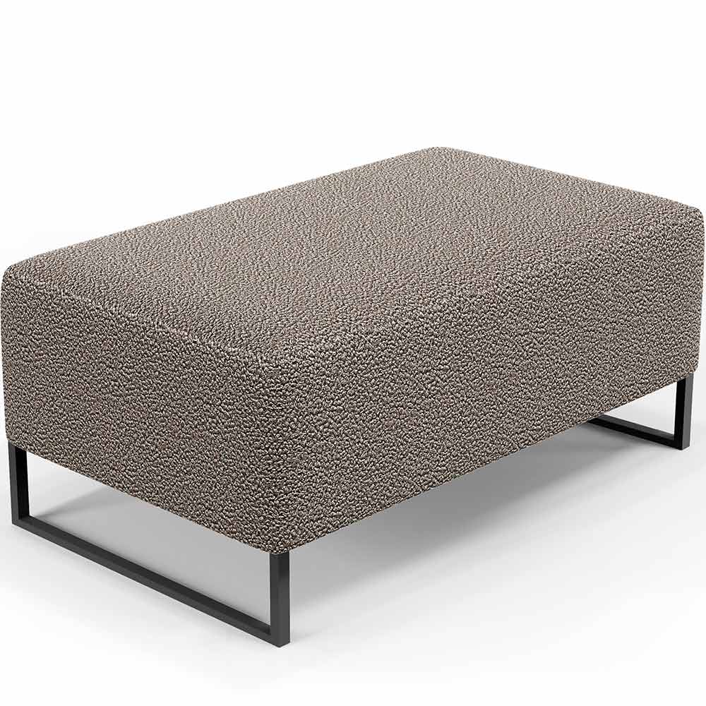 Kit 02 Puffs Decorativo Sala De Estar Cléo 90cm W01 Base Ferro Preto Bouclê Bege - Lyam Decor