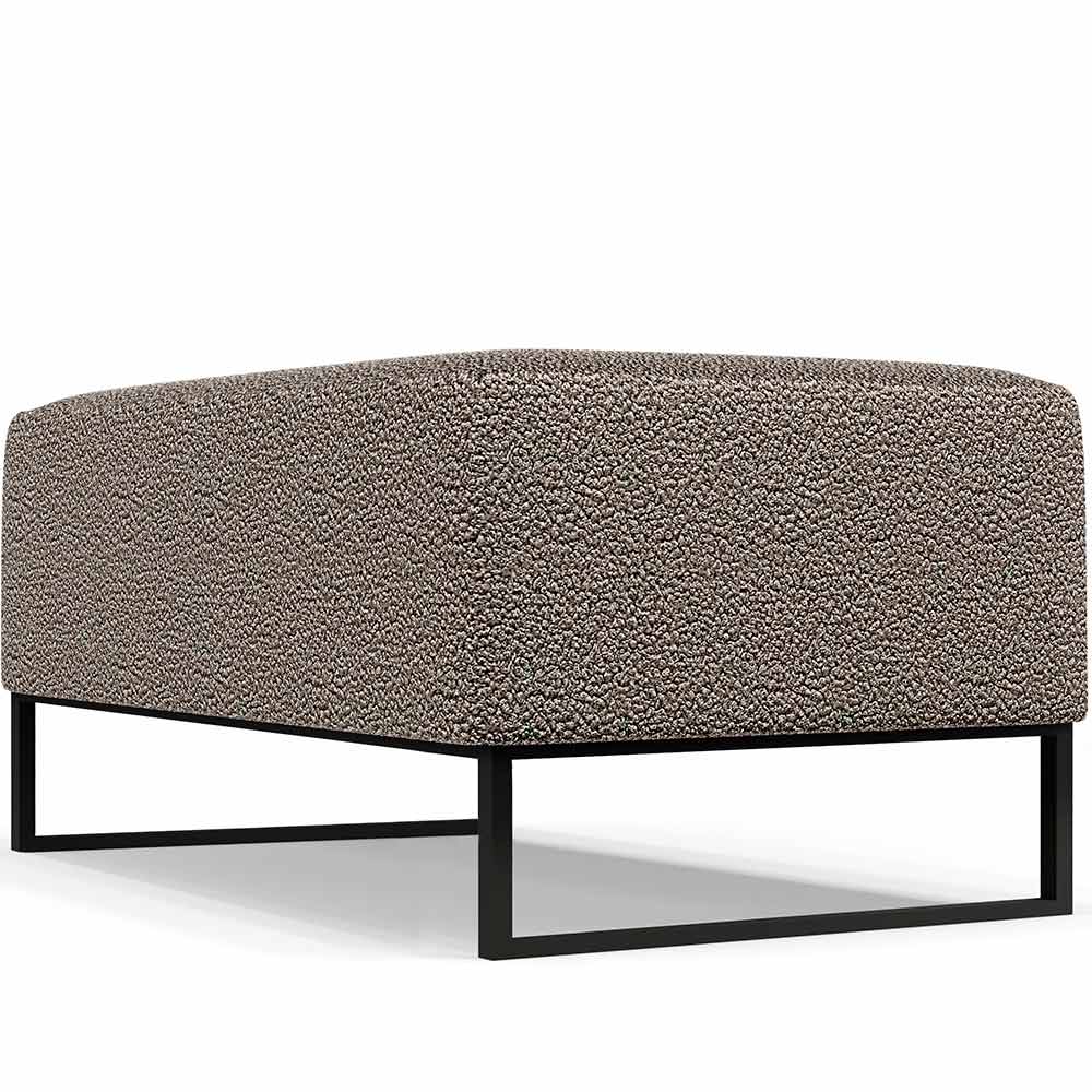 Kit 02 Puffs Decorativo Sala De Estar Cléo 90cm W01 Base Ferro Preto Bouclê Bege - Lyam Decor