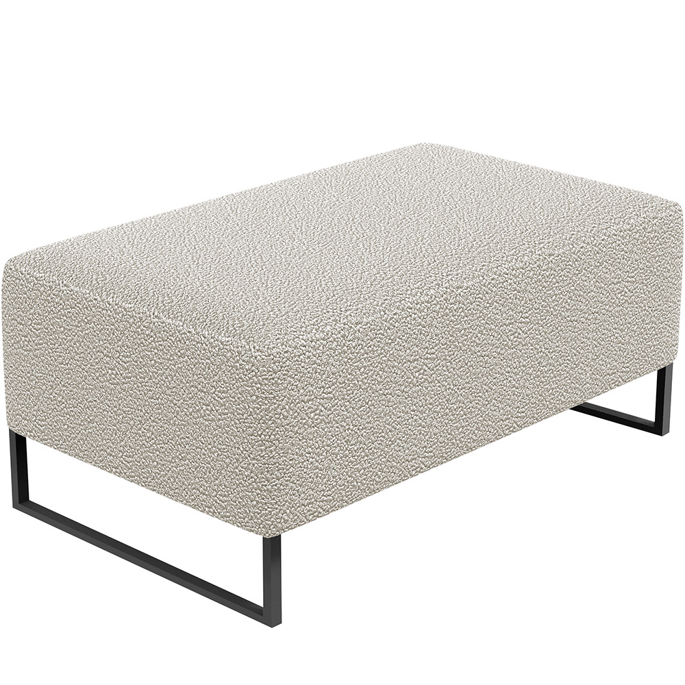 Kit 02 Puffs Decorativo Sala De Estar Cléo 90cm W01 Base Ferro Preto Bouclê Creme - Lyam Decor