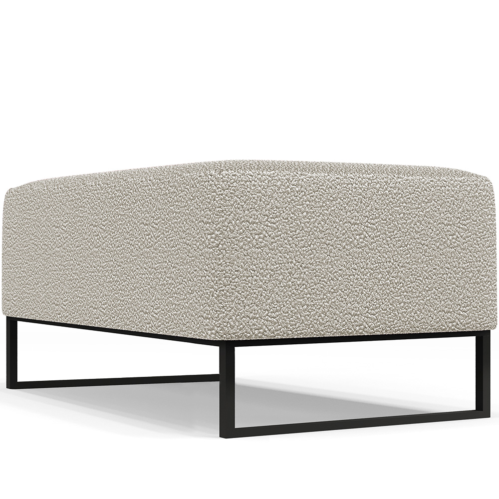 Kit 02 Puffs Decorativo Sala De Estar Cléo 90cm W01 Base Ferro Preto Bouclê Creme - Lyam Decor