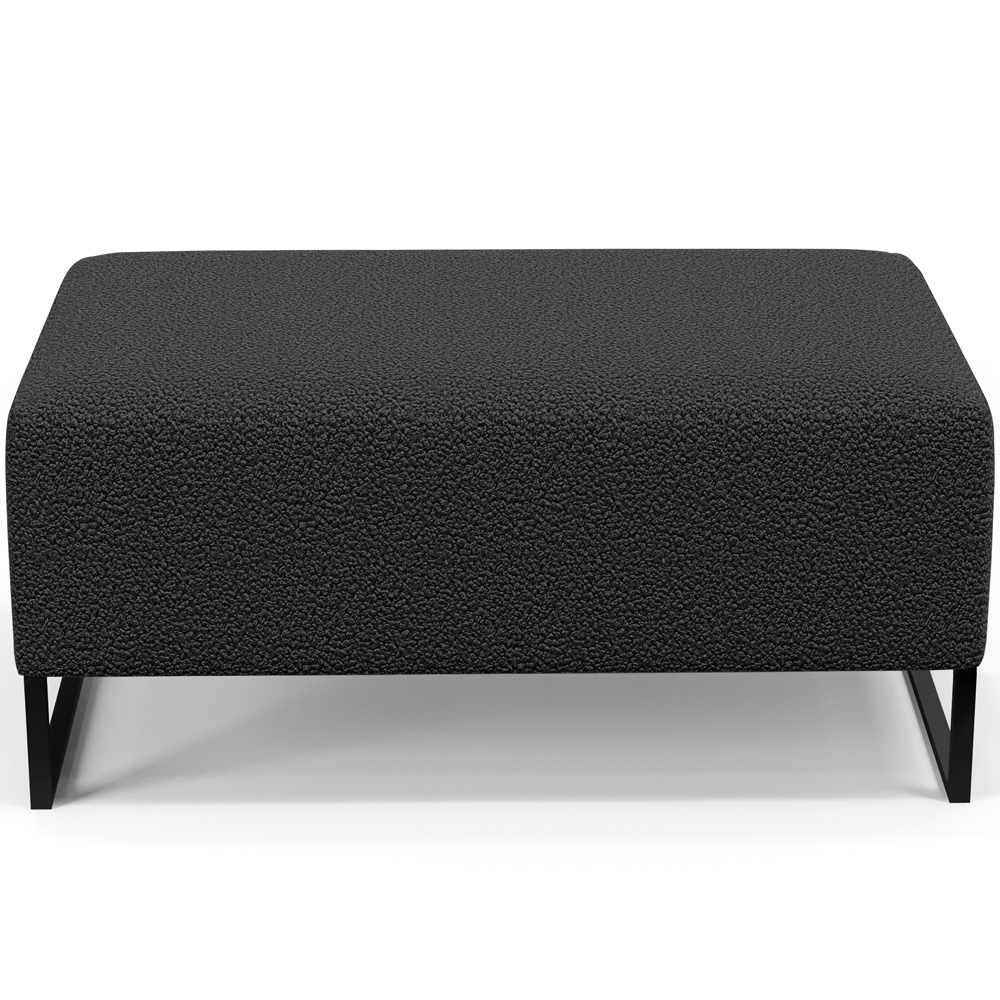 Kit 02 Puffs Decorativo Sala De Estar Cléo 90cm W01 Base Ferro Preto Bouclê Preto - Lyam Decor