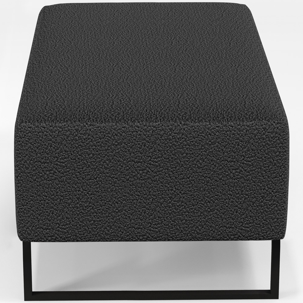 Kit 02 Puffs Decorativo Sala De Estar Cléo 90cm W01 Base Ferro Preto Bouclê Preto - Lyam Decor