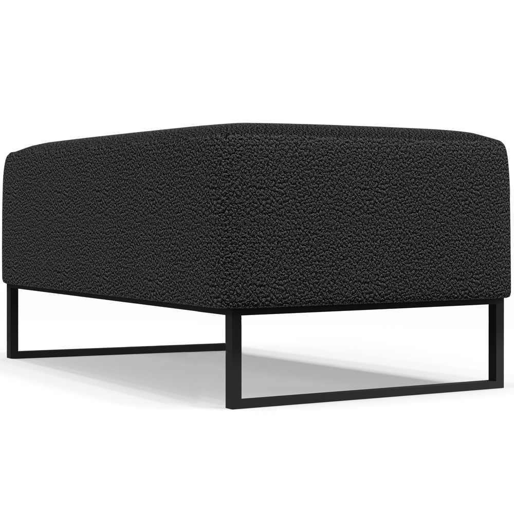 Kit 02 Puffs Decorativo Sala De Estar Cléo 90cm W01 Base Ferro Preto Bouclê Preto - Lyam Decor