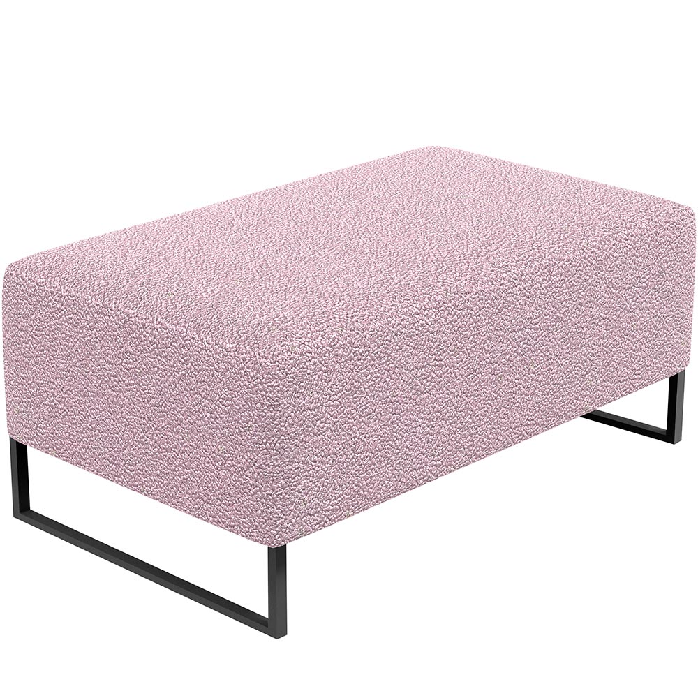 Kit 02 Puffs Decorativo Sala De Estar Cléo 90cm W01 Base Ferro Preto Bouclê Rosê - Lyam Decor