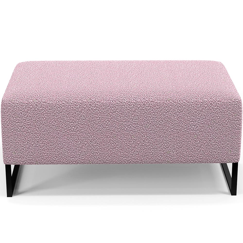 Kit 02 Puffs Decorativo Sala De Estar Cléo 90cm W01 Base Ferro Preto Bouclê Rosê - Lyam Decor