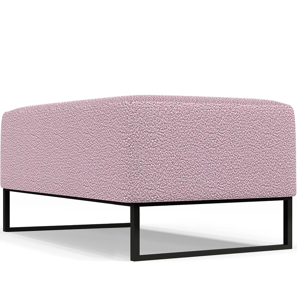 Kit 02 Puffs Decorativo Sala De Estar Cléo 90cm W01 Base Ferro Preto Bouclê Rosê - Lyam Decor