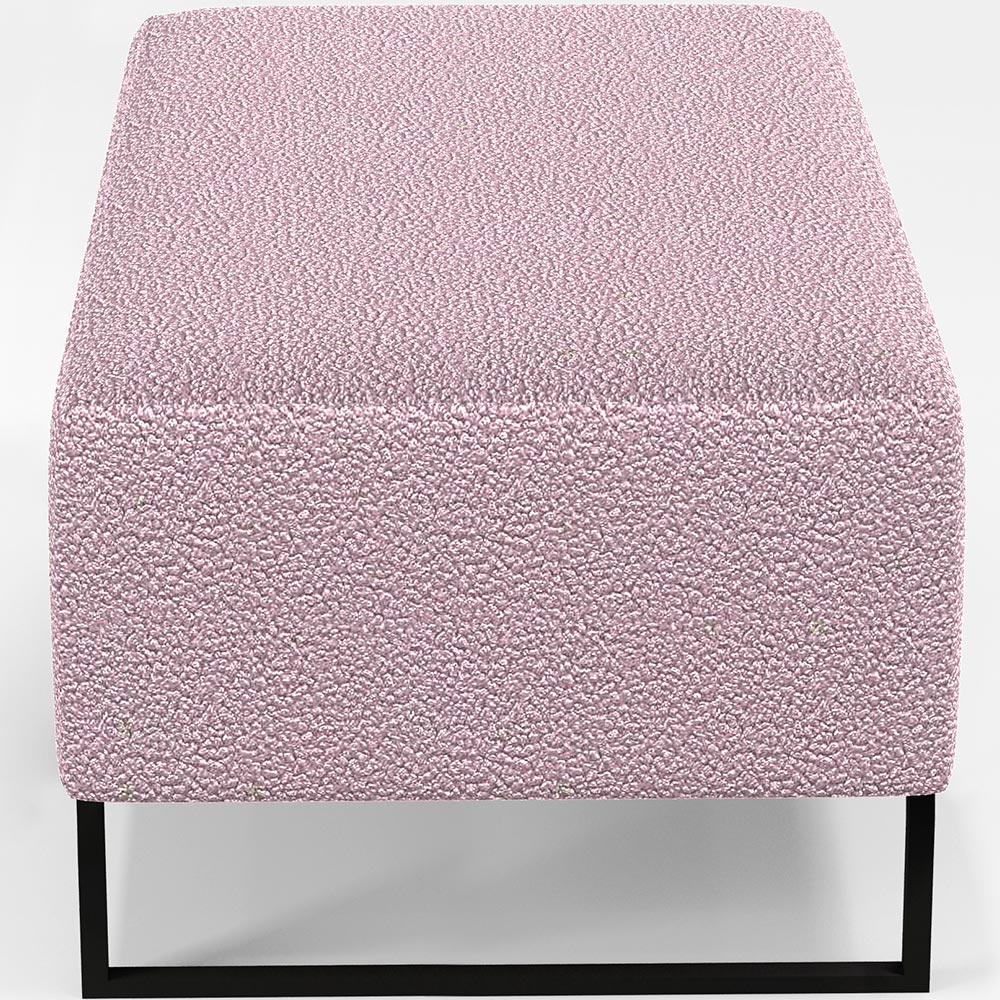 Kit 02 Puffs Decorativo Sala De Estar Cléo 90cm W01 Base Ferro Preto Bouclê Rosê - Lyam Decor