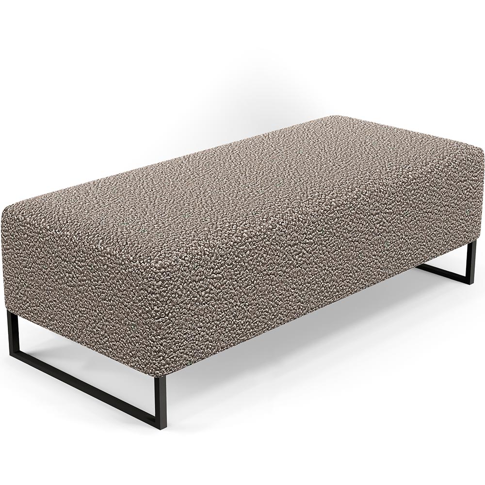 Kit 02 Puffs Decorativo Sala de Estar Bali W01 Base Ferro 120x50 cm Bouclê Bege - Lyam Decor
