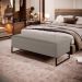 Kit 02 Puffs Decorativo Sala de Estar Bali W01 Base Ferro 120x50 cm Bouclê Bege - Lyam Decor