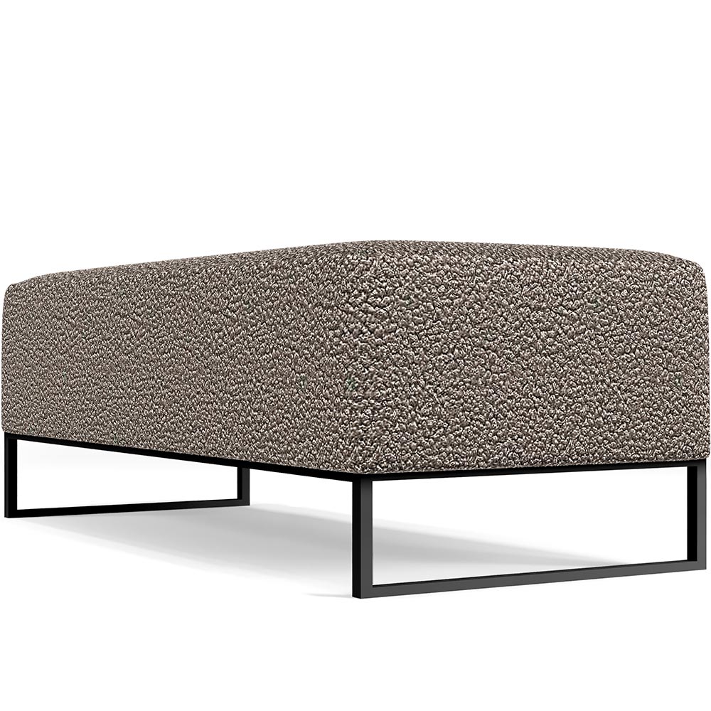Kit 02 Puffs Decorativo Sala de Estar Bali W01 Base Ferro 120x50 cm Bouclê Bege - Lyam Decor