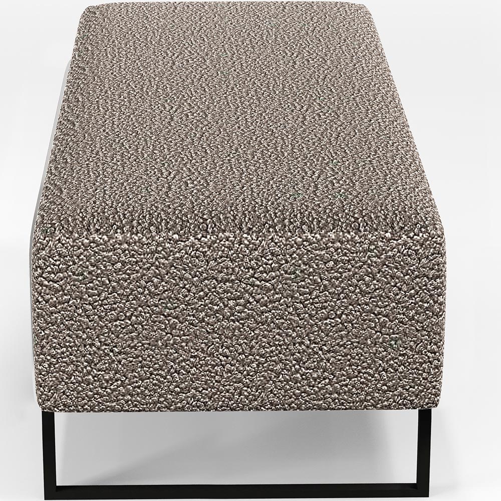 Kit 02 Puffs Decorativo Sala de Estar Bali W01 Base Ferro 120x50 cm Bouclê Bege - Lyam Decor