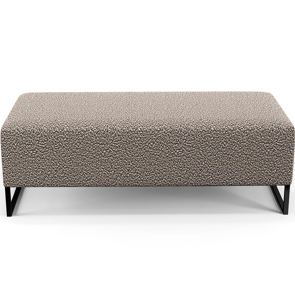 Kit 02 Puffs Decorativo Sala de Estar Bali W01 Base Ferro 120x50 cm Bouclê Bege - Lyam Decor