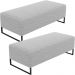 Kit 02 Puffs Decorativo Sala de Estar Bali W01 Base Ferro 120x50 cm Bouclê Cinza - Lyam Decor