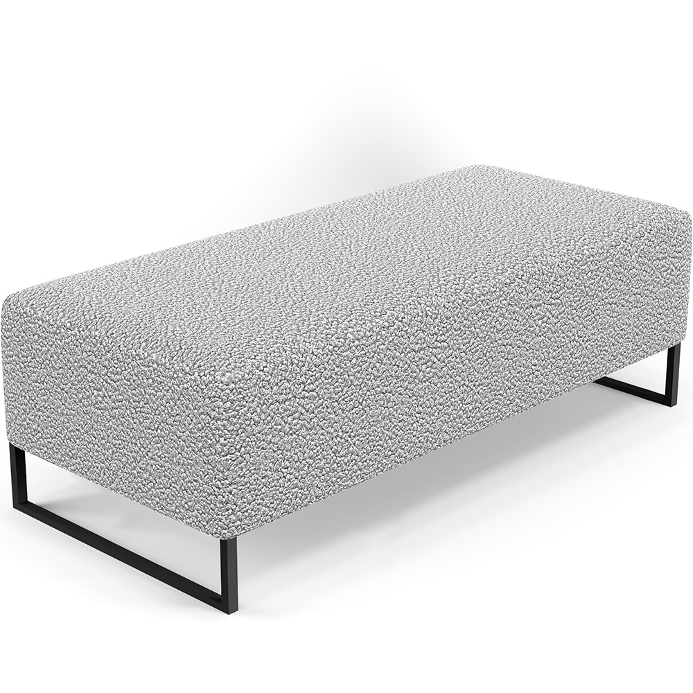 Kit 02 Puffs Decorativo Sala de Estar Bali W01 Base Ferro 120x50 cm Bouclê Cinza - Lyam Decor