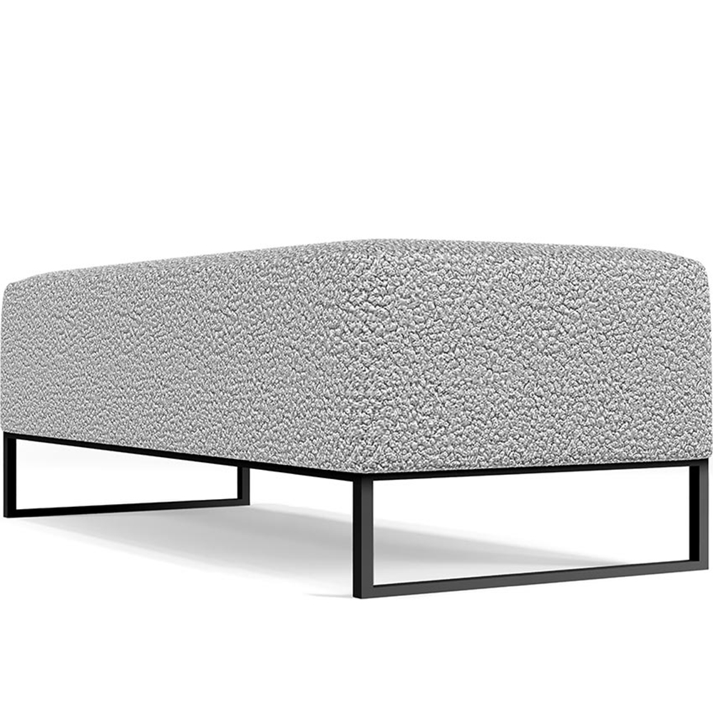 Kit 02 Puffs Decorativo Sala de Estar Bali W01 Base Ferro 120x50 cm Bouclê Cinza - Lyam Decor