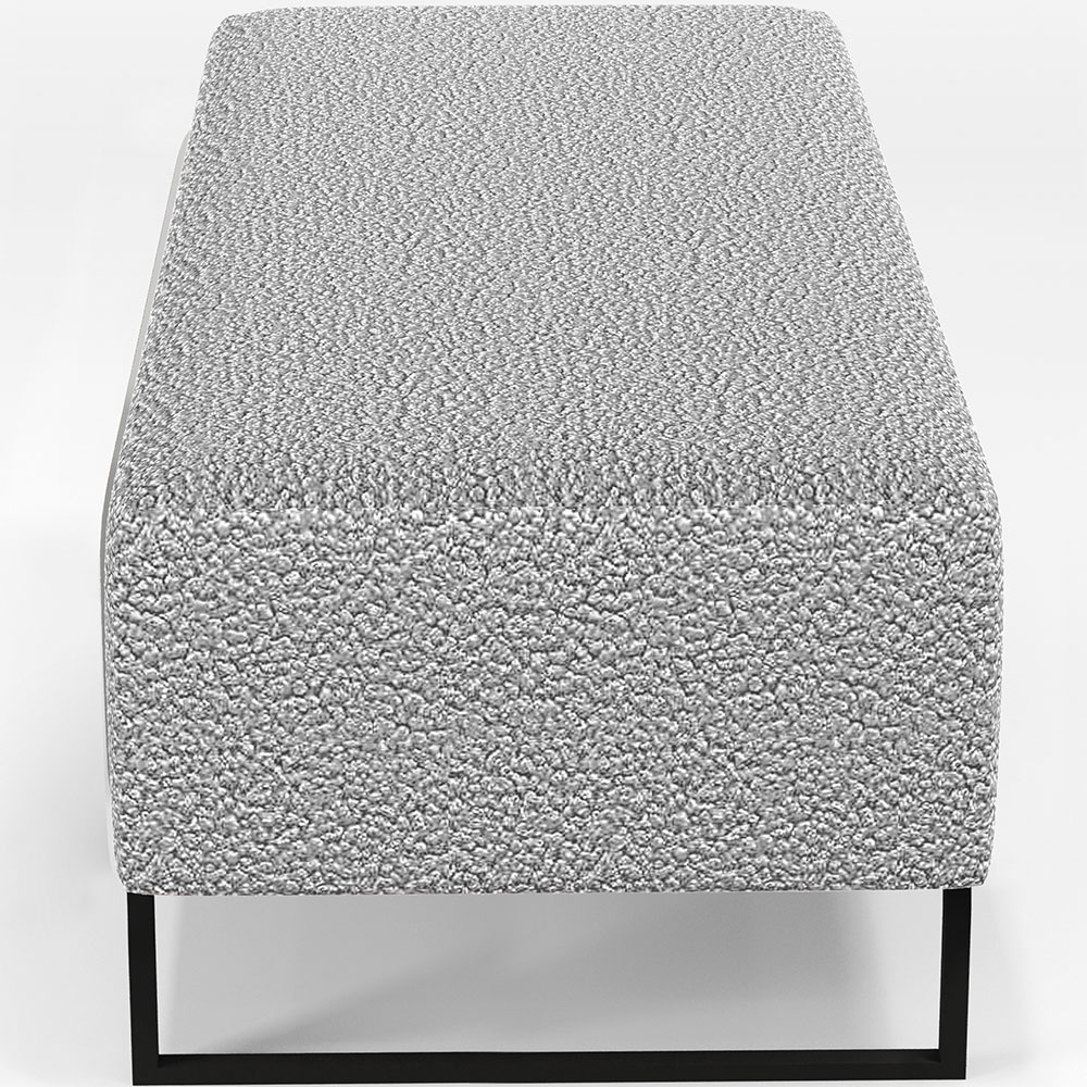 Kit 02 Puffs Decorativo Sala de Estar Bali W01 Base Ferro 120x50 cm Bouclê Cinza - Lyam Decor